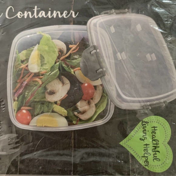Lunch Cube Salad New Container BPA Free Microwave FreezerSafe Salad 4pc Set - Picture 3 of 7